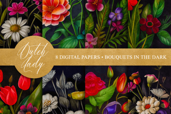 Bouquets in the Dark: Moody Digital Painting Assets