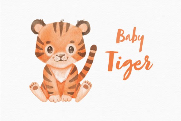 Cute Tiger Watercolor Clipart Baby Png for Creative Projects