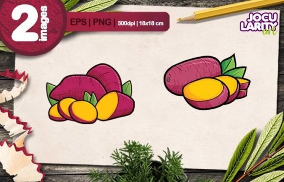 Fresh Sweet Potatoes Cartoon Vector: A Design Asset for Whimsical Branding
