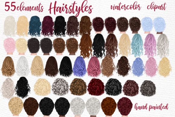 Hairstyles Clipart: Perfecting Girls Hairstyles in Watercolor
