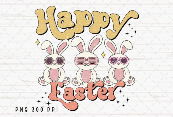 Happy Easter Retro Bunny Rabbit PNG: A Timeless Design Asset
