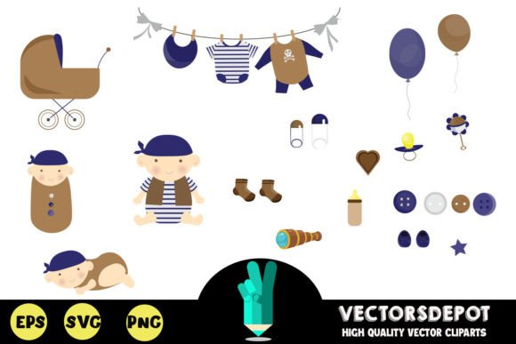 Setting Sail with the Pirate Baby Shower Clipart Bundle