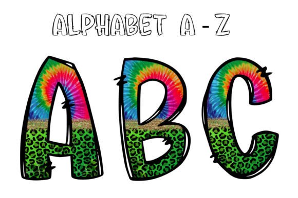 St Patricks Tie Dye Alphabet Doodle: Vibrant Design Elements