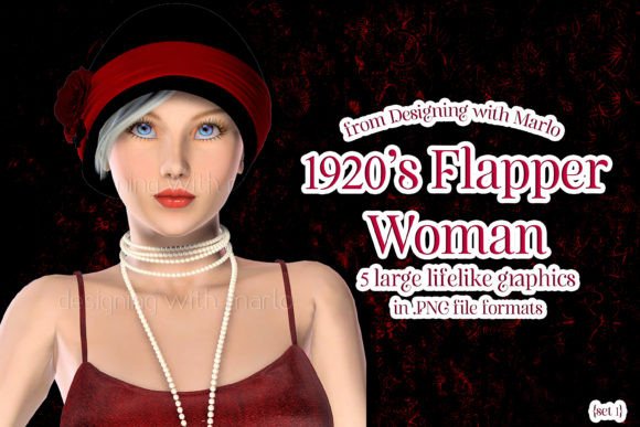 Timeless Elegance: Using 1920's Flapper Girl Poser PNG Graphics 1