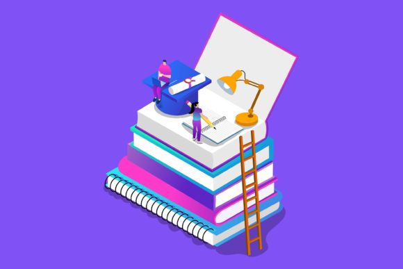 Visual Storytelling: The Man with Girls Study Education Concept